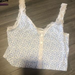 Light blue cheetah print tank top